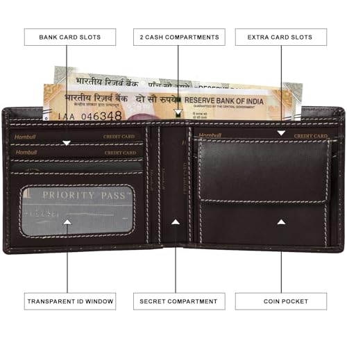 Image of HORNBULL Cherry Leather Wallet for Men | Genuine Leather Wallet with RFID Blocking | Purse for Men (Choco Brown)