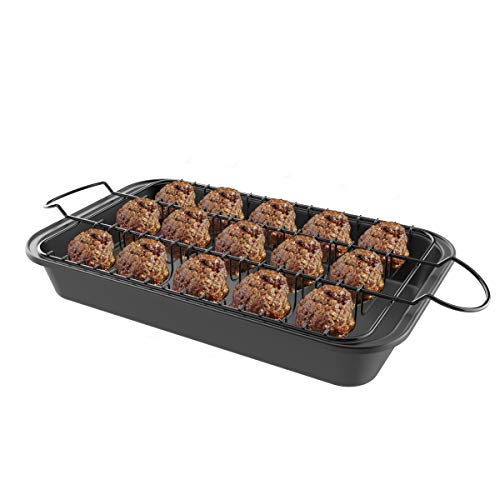 Classic Cuisine 82-KIT1105 Meatball Pan-2-In-1 Roaster with Removable Wire Rack Insert to Drain