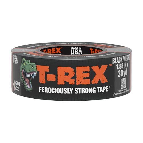 T-REX Tape Heavy Duty Duct Tape with UV Resistant & Waterproof Backing for Ferociously Strong Repairs 1.88 x 30 yd Black 1 Roll