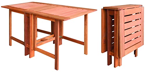GDLC Tavolo Rettangolare 130x60x72 CM Pieghevole Giardino Legno MASSELLO RICHIUDIBILE