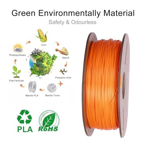 Image of Kretrum PLA 3D Printing Filament 1.75 mm Dimensional Accuracy + /- 0.2 mm 1 KG 2.2 LBS Cardboard Spool Refills for Most FDM 3D Printer fits Bambu Creality FlashForge Anycubic ELEGOO etc. Orange
