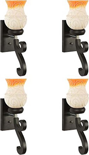 Afast Stylish Attractive & Designer Colorful Hand Decorative Sconce Glass Wall Lamp Light with All Fitting & Fixture ( Set of Four)