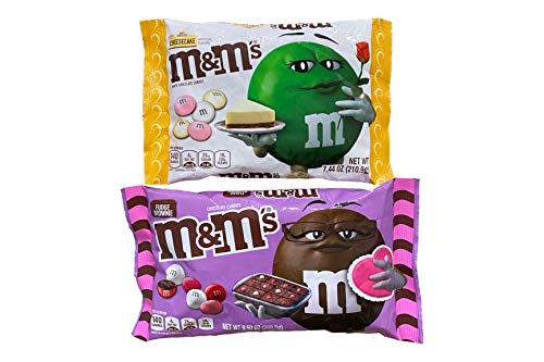 Holiday Season 2021 Limited Edition Bundle , M&M's Valentine's Candy : Fudge Brownie and White Chocolate Cheesecake Pack of 2