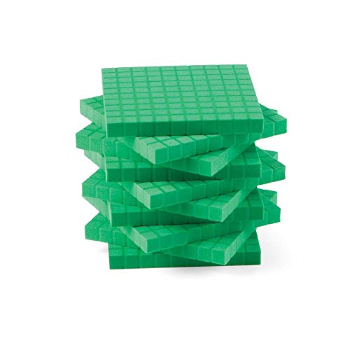 Hand2Mind Green Foam Base Ten Blocks Flats Set, Place Value Blocks, Counting Cubes For Kids Math, Base Ten Blocks Classroom Set, Math Blocks Kindergarten, Base 10 Math Manipulatives (Set Of 10) #TOP5