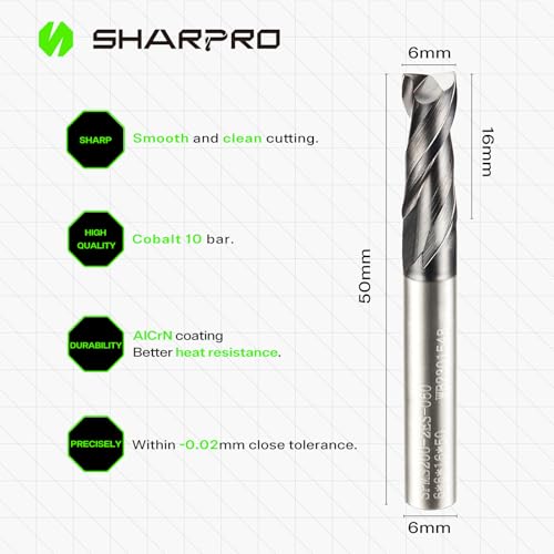 Image of 6MM End Mills 6MM Shank, 2 Flute Carbide Square Endmill with AlCrN Coated, Upcut Spiral CNC Router Bits for Alloy Steel, Metal and Stainless Steel（5PCS）