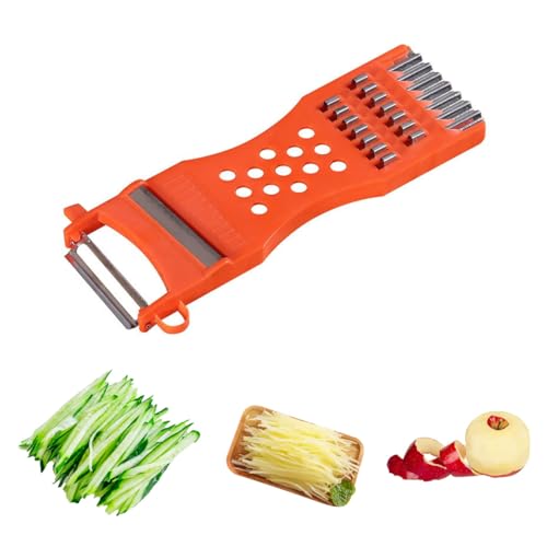Auriselle Multifunktionaler Schäler Gemüse Karotten Schneider 6-in-1 Sparschäler Klingen aus Edelstahl für Gemüse Friseur und Multifunktions Sparschäler in der Gastronomie (Rot)