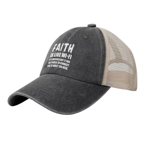 ZEKECE Faith is Like W-i-F-i Cowboy Mesh Baseball Cap -