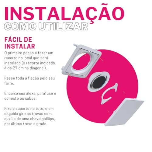 Suporte de Embutir no Teto Linha LUX para Alexa Echo Pop - Branco