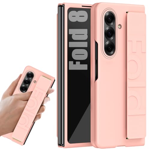 Coque pour Galaxy Z Fold 8 rose avec dragonne, étui de protection antichoc avec bracelet