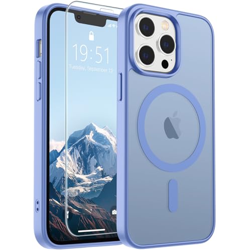 Image of SUPFINE Magnetic for iPhone 12 Pro Max Case (Compatible with MagSafe) (Military Grade Drop Protection) Slim Translucent Matte Shockproof with Anti-Fingerprint Phone Case,Blue Purple