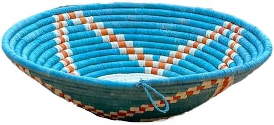 Uganda African Handmade Woven, Wall Hanging Aqua Bowl (12" x 3")