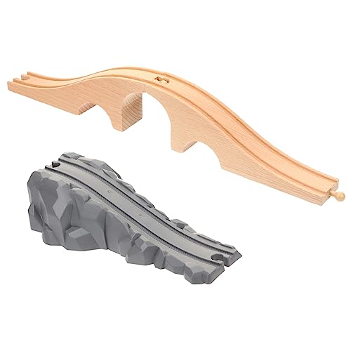 Toddmomy Boys and Girls' Imaginative Railway 2 Wooden Train Toy Train Accessories Railway Scenery Kit for Fun