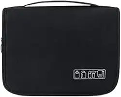 Necessaire Organizadora Bolsa De Viagem Para Objetos de Higiene Pessoal Com Divisória Cabide GANCHO (Preto)