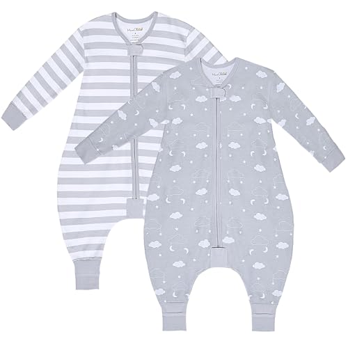 Image of Mama Cheetah Toddler Sleep Sack with Feet, Long Sleeve 1.0 TOG Organic Cotton Baby Sleeping Bag with Legs, Wearable Blanket for Walkers with 2-Way Zipper, Toddler Blanket for Girls and Boys 2T, 2-Pack