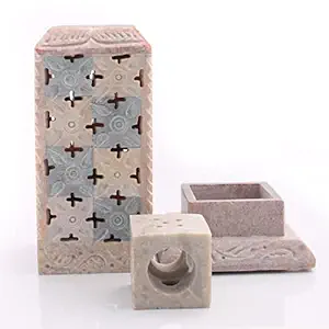 SAVON Stone Incense Stick Holder Palo Santo Holder with Cover 3 Parts tealight Stand Aromatherapy Plastic Free