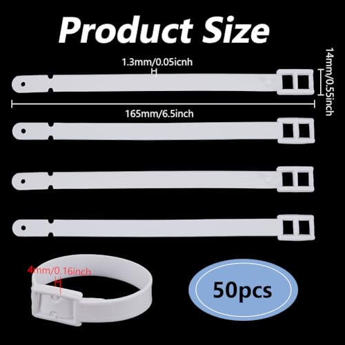 FINGERINSPIRE 50 Pcs White Plastic Luggage Tag Strap with Secure Post and Notch Buckle PVC Suitcase Name Tag Holders Replacement Loop Belts Strap for Backpacks ID Card Travel Hanging Accessories2