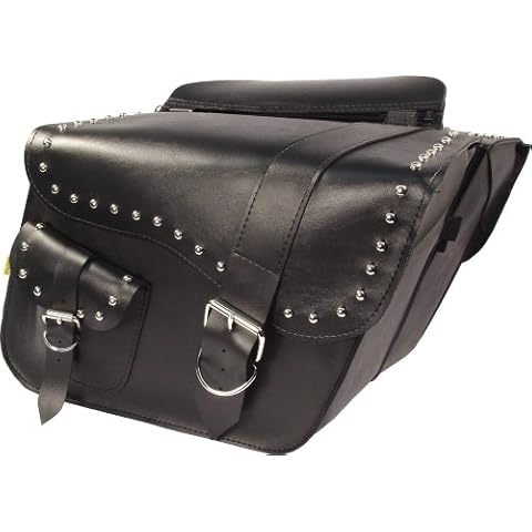 Willie & Max by Dowco 58750-01 Ranger Series: Studded Synthetic Leather Large Slant Motorcycle Saddlebag Set, Black, Universal Fit, 19 Liter Each/38 Liter Total Capacity Cover