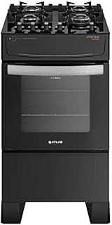 Fogão Atlas 4 Bocas preto Atenas Glass com Acendimento automático - Bivolt - Produto em review com 4.7 estrelas e 1.300 avaliações