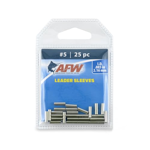AFW American Fishing Wire Single Barrel Crimp Sleeves, Size #5/.085", Nickel, 25 pc