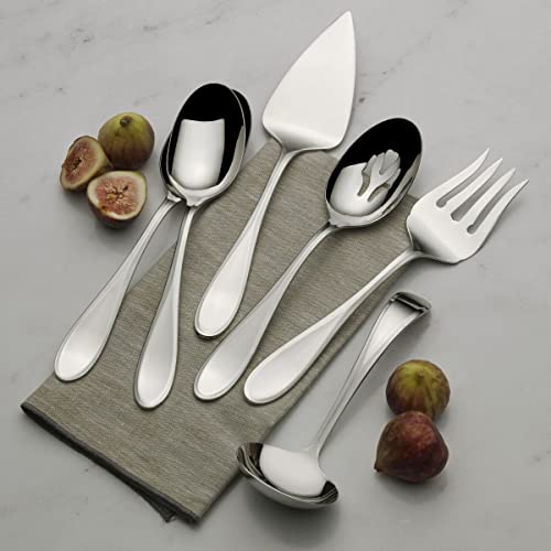 Image of Mikasa Bravo 18 /10 Stainless Steel 6-Piece Serving Set - Serving Spoons, Fork, Pie Server, Gravy Ladle - Polished Silverware Flatware Serveware