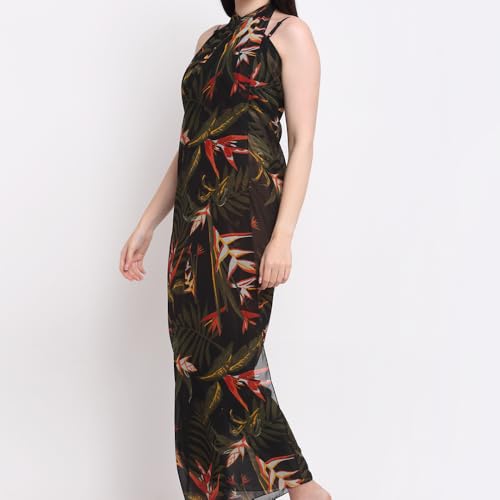 Image of EROTISSCH Women's Poly Georgette One-Piece Swimsuit Cover-Up Sarong, Made of 100% Polyester, Quick-Dry, Lightweight Beachwear for Girls with Adjustable Halter Neck, Suitable for Beach,Resort&Pool