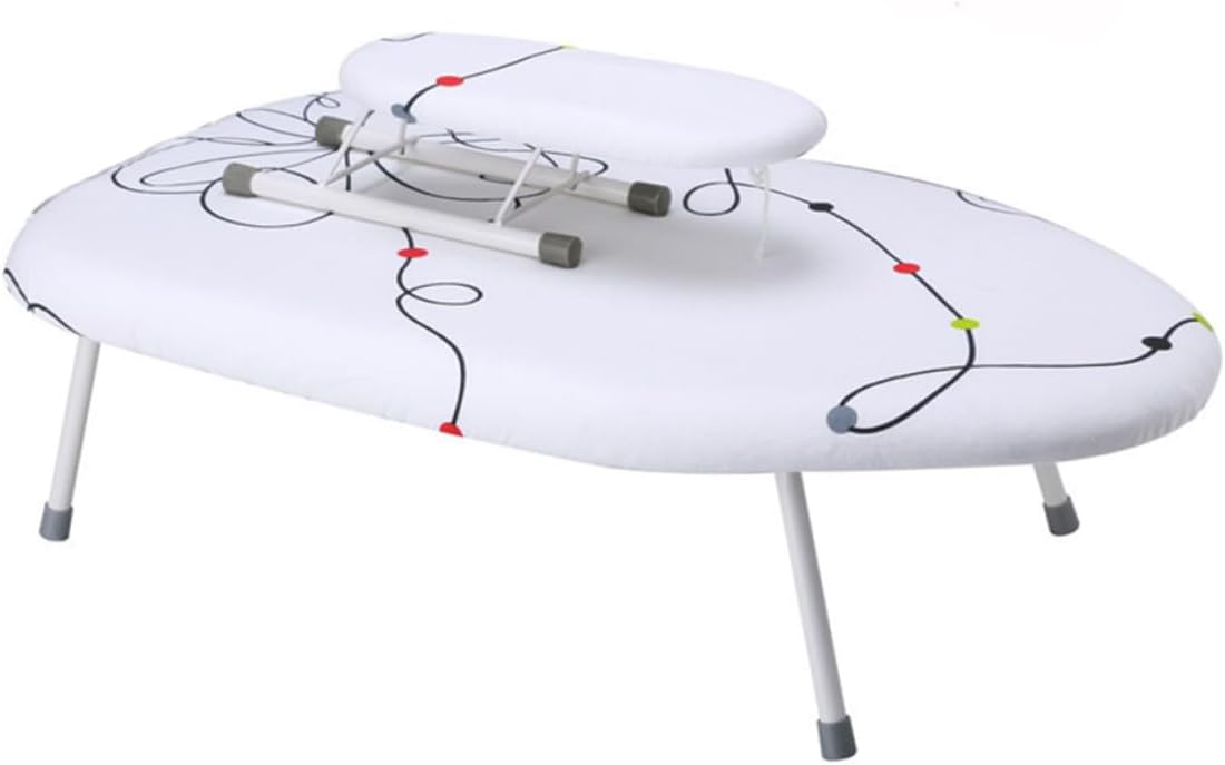 PRETYZOOM Ironing Board Tabletop with Adjustable Height Compact Portable Design Heat-Resistant Washable Cover and Safety Leg-Lock for Stable Ironing in Small Spaces