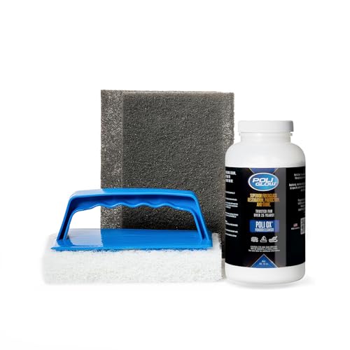 Poli Ox® Oxidation Removal Kit for Boats, RVs, or Fiberglass Surfaces–Removes Heavy Oxidation, Stains & Grime–Safe on Fiberglass, Gelcoat, Vinyl Decals: Includes 16 oz Cleaner, Scrub Pad & Sanding Pad