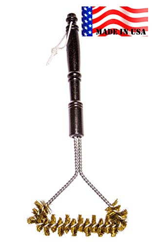 Backyard Dudes Bbq Grill Cleaning Brass Brush 16" -Made In Usa -Heavy Duty Real Brass Extra Wide Two Levels Of Bristles Are Soft Safe For Porcelain Enamel Grates (16 Inches) #TOP7