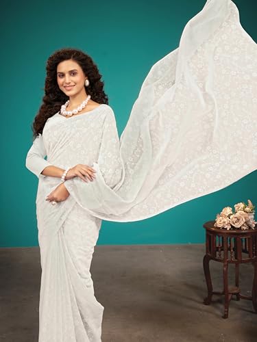 Image of Garden Vareli Viscose Brasso Floral Print Saree
