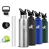 Borraccia Termica, Borraccia 500 ml, Senza BPA, Borracia con Cannuccia, Senza Perdite, Borracce Bambina, Acciaio Inossidabile 18/8, Borracce Termiche per Scuole, Campeggio, Uffici, Caffè, Palestra