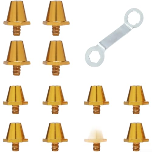 Soccer Cleats Studs, 12-Piece Set with Wrench, Aluminum Alloy Football Spikes, Enhanced Grip and Stability, for Fast-Paced Matches(Gold)