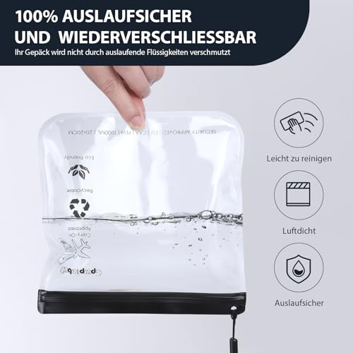 Gpurplebud 1 Liter Beutel Flugzeug Handgepäck - 5 Stück Flugzeug Flüssigkeiten Beutel mit Lanyard Transparente Kulturtasche für Damen & Herren