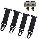 Zmains 4 PackTactical Belt Clip, Tactical Gear Clip T-Mount Clash Hook, Molle Clip Outdoor Tactical Accessories Webbing Belt Molle Belt Clip with Metal Hook for Tactical Backpack Vest Belt，Black