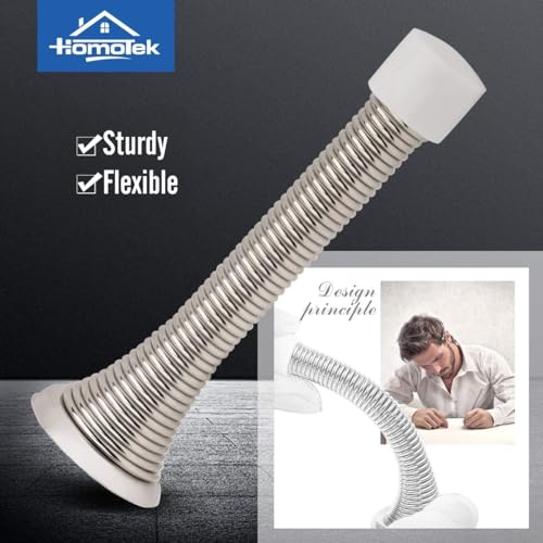 Image of HOMOTEK 30 Pack Spring Door Stopper with Rubber Bumper Satin Nickel 3-1 /8 inch Flexible Spring Heavy Duty Wall Door Stop Low Mounted Door Bumper for Home (Satin Nickel)