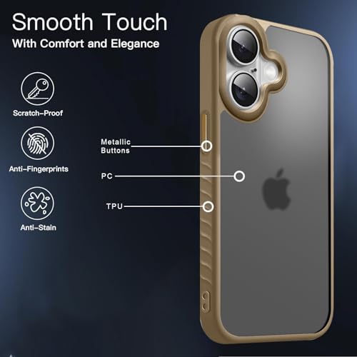 Image of KARWAN️ Shockproof Back Case Cover for iPhone 16 | Camera Protection Bump |Shockproof Back Case Cover for iPhone 16 - Brown