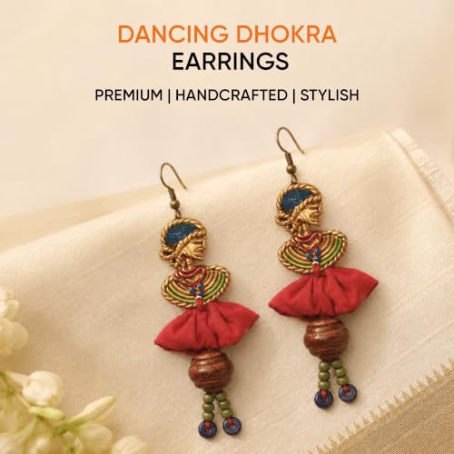 Image of Royal Queen & Empress Handcrafted Tribal Dhokra Earrings Collection for Women - Statement Ethnic Designs in Multiple Colours