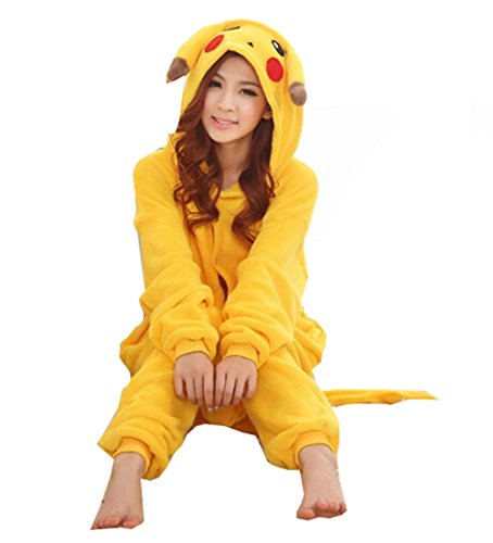 Luz Blanca cálida Onesie Pijama Adulto Unisex una Pieza Pijama Chándal Casual Cosplay Animal Pijamas Pikachu, Azul, Medium