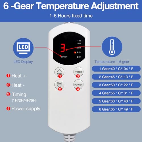 ZOYDP Electric Foot Warmer, 3-in-1 Foot Warmers, Electric Feet Warmer with 4 Timer & 6 Temperature Settings, Heated Foot Warmers, Feet Warmers, Machine Washable, Overheating Protection ZOYDP Electric Foot Warmer, 3-in-1 Foot Warmers, Electric Feet Warmer with 4 Timer & 6 Temperature Settings, Heated Foot Warmers, Feet Warmers, Machine Washable, Overheating Protection