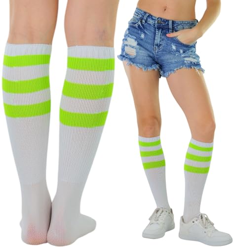 Image of ToBeInStyle Women's Premium Below Knee Athletic Socks w /Contrasting Wide Stripes