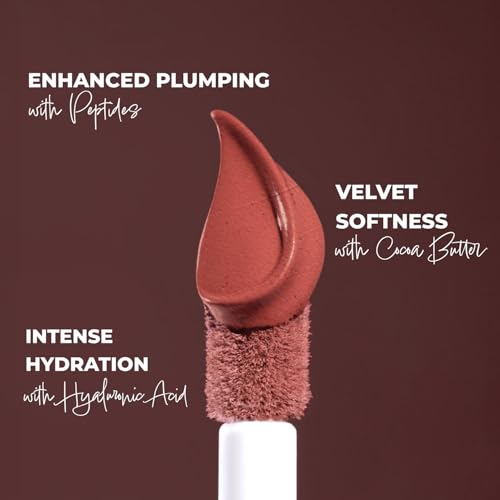 Image of Blue Heaven Roseate Lip Cream | Light Weight Mousse Texture | Hydrating & Plumping Liquid Lipstick for women | Enriched with Peptides, Hyaluronic Acid & Cocoa Butter | Classic Brown | 3.5ml