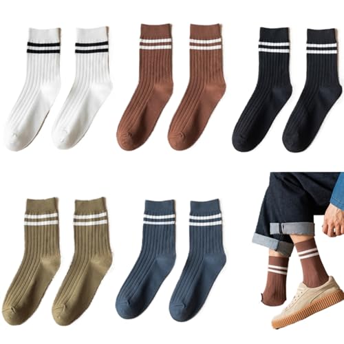 svlftecon Unisex Crew Socks for All Seasons Stripe Series 22