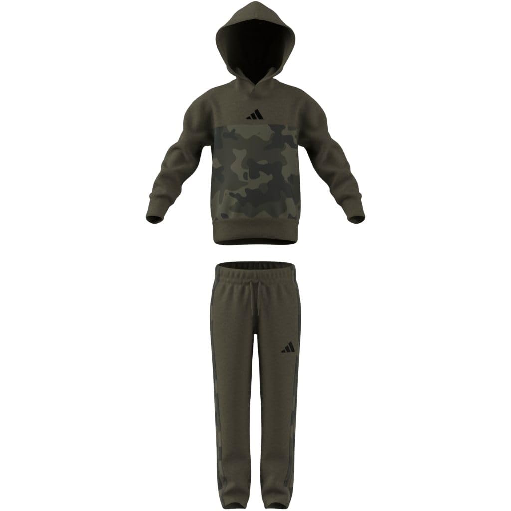 adidas Unisex Kids' Conjunto de chándal de felpa con estampado de camuflaje Seasonal Essentials