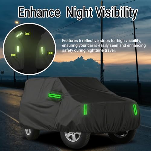 Image of Car Cover Fit for Jeep Wrangler 2 Door Custom Fit 1987-2025 JK JL CJ YJ TJ | Heavy Duty, Waterproof, All Weather Outdoor Car Cover with Door Zipper for Sun, Rain, Dust, Snow & UV Protection