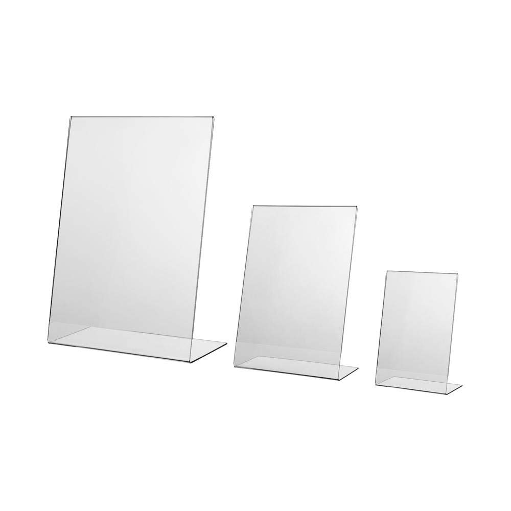 Sparpaket / 5 x Acrylglas-L-Ständer DIN A4 Hochformat / schräg / Menükartenhalter / Tischaufsteller / Plakataufsteller / Werbeaufsteller / zur Präsentation von Produkt- und Preisinformationen / Schaufenster / Messestand