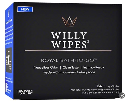Willy Wipes, Royal Bath-to-Go – Intimate Hygiene Cloths for Men, 24 Deodorizing Single Packets, Premium Self-Care for Kings, Plant-Based & Biodegradable