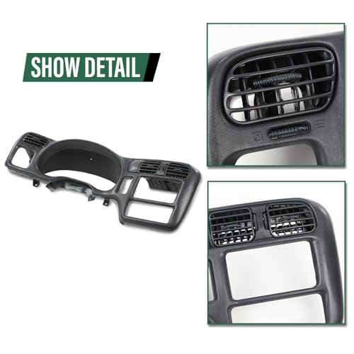 GRAND ORANGE Dashboard Radio Bezel Dash Cover Compatible with Chevy Blazer S10 Gmc Jimmy Sonoma 1998-2004/ Fit For Vehicle With Double Din Radio Dark Gray - Thumbnail 7