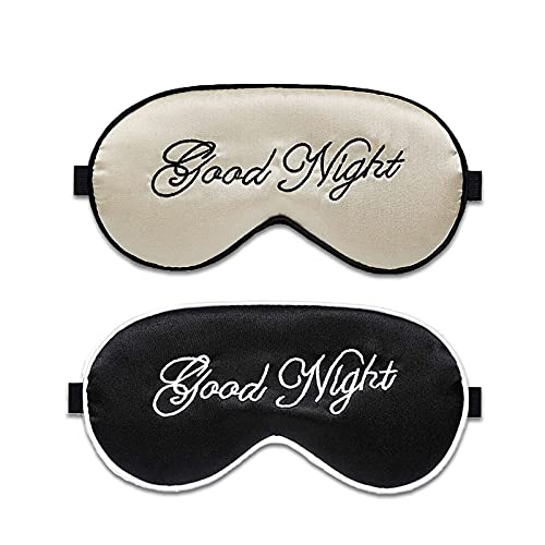 Seide Schlafmaske Schlafmaske Seide Augenmaske Augenbinde 2 StüCke Seiden Schlafmaske Augen Abdeckung Leicht Einstellbare Augenschirme Maske,Geeignet FüR Reisen Und Nickerchen,Superglatt & Weich Cover