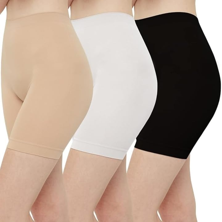 swifft creations Inner Short Pants for Women, High Waist Shapewear Shorts, 3 Pack (Beige, White, Black)-picture-16