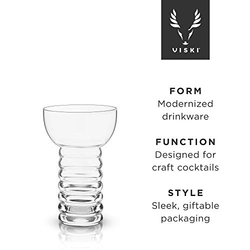 Viski Pacific Crystal Pearl Diver Glasses Set Of 2 - Premium Crystal Clear Glass, Stylish Tiki Cocktail Glasses, Cocktail Glass Gift Set - 12 Oz #TOP1