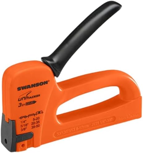 Swanson Tool Co STA653B Unitacker 3 en 1 Pistola de grapas de plástico multifunción; funciona con grapas ligeras (JT21) y se envía con 100 grapas